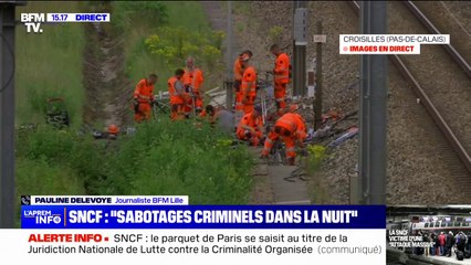 Sabotages sur le réseau SNCF: dans le Pas-de-Calais, des techniciens tentent de réparer les équipements