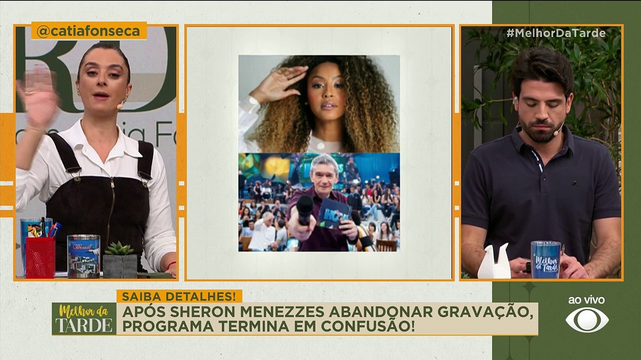 Após Sheron Menezzes abandonar gravação, programa termina em confusão; veja imagens