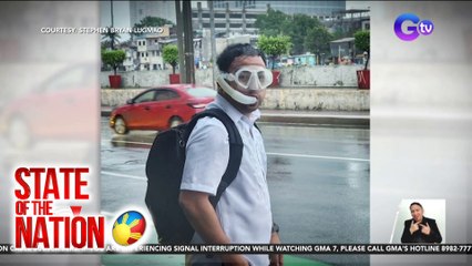 Lalaki sa Cainta, Rizal, sinuong ang baha nang naka-snorkel para makabili ng pagkain | SONA