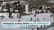 Inusuales lluvias traen mejor temporada de esquí en 10 años a Santiago