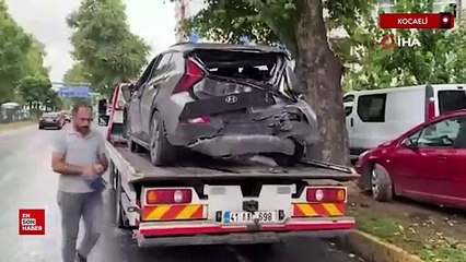 Kocaeli'de tır ışıklarda bekleyen otomobillerin arasına daldı