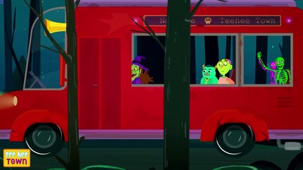 Wheels On The Bus Creepy Ride + Skeletons Songs By Teehee Town