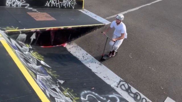 Extreme scooter stunt results in crash after a failed backflip