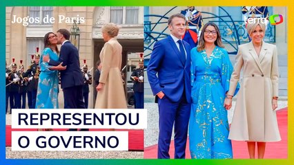 Janja encontra Macron e agradece por recepção na abertura dos Jogos de Paris