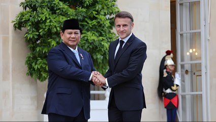 Kunker ke Prancis,  Prabowo Disambut Macron di Istana Elysee Bahas Kerjasama Indonesia-Prancis