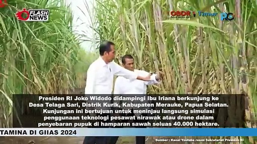 Presiden Jokowi dan Ibu Negara Tinjau Simulasi Drone Tabur Pupuk di Papua Selatan