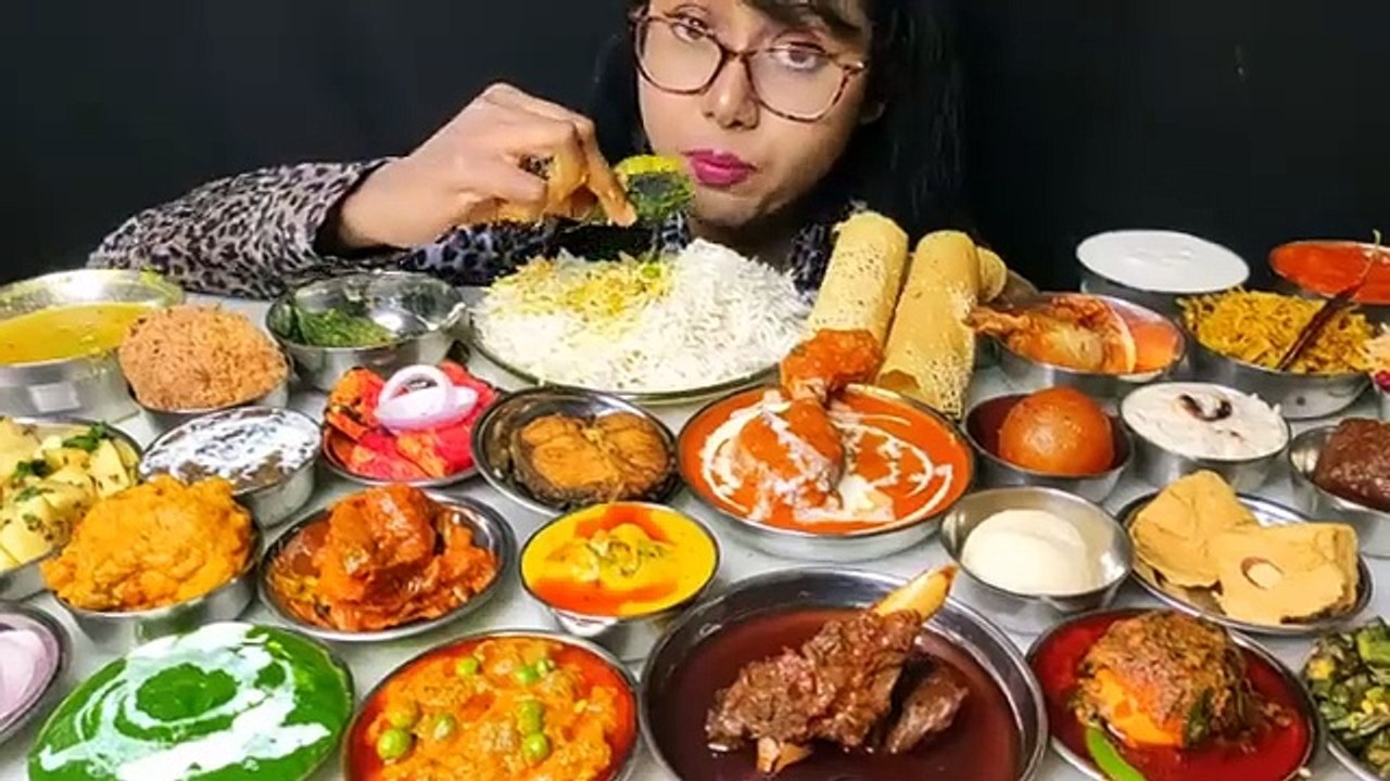 Eating Huge Bahubali Thali _ Birthday Special _ Asmr Eating _ Mukbang _ Big Bites _ Cake eating