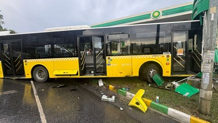 İETT otobüsü benzinliğe daldı