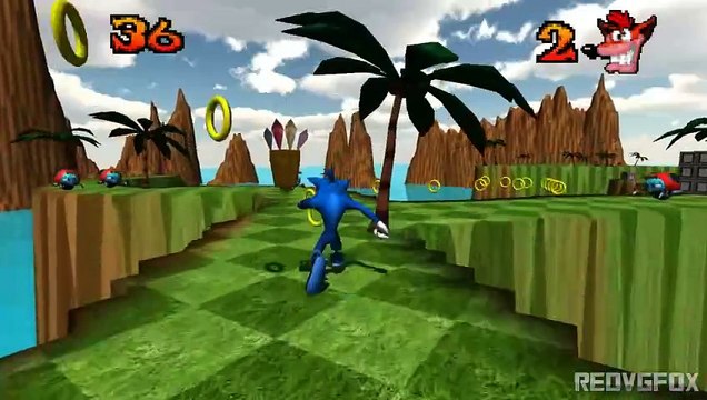 Crash and Sonic fusion in Green Hill