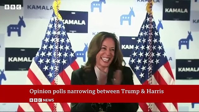 Kamala Harris closing gap on Donald Trump in US election race | BBC News