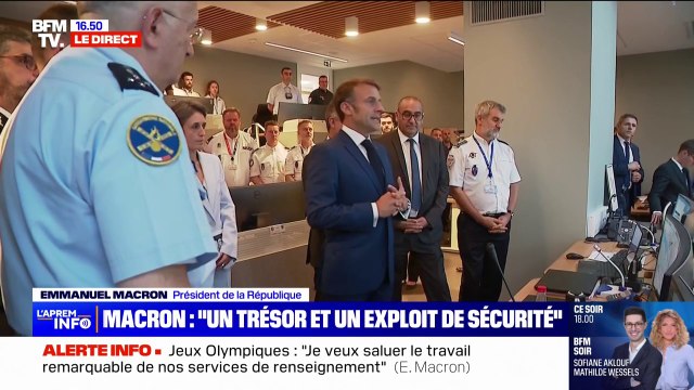 Cérémonie d'ouverture des JO de Paris 2024: en visite surprise auprès des forces de sécurité, Emmanuel Macron leur a exprimé la gratitude de la nation