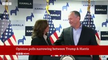 Kamala Harris closing gap on Donald Trump in US election race _ BBC News