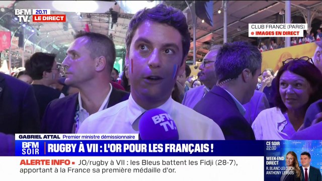 Un très beau moment pour la France : la réaction de Gabriel Attal, depuis le Club France, après la médaille d'or de l'équipe de France de rugby à 7 aux JO de Paris