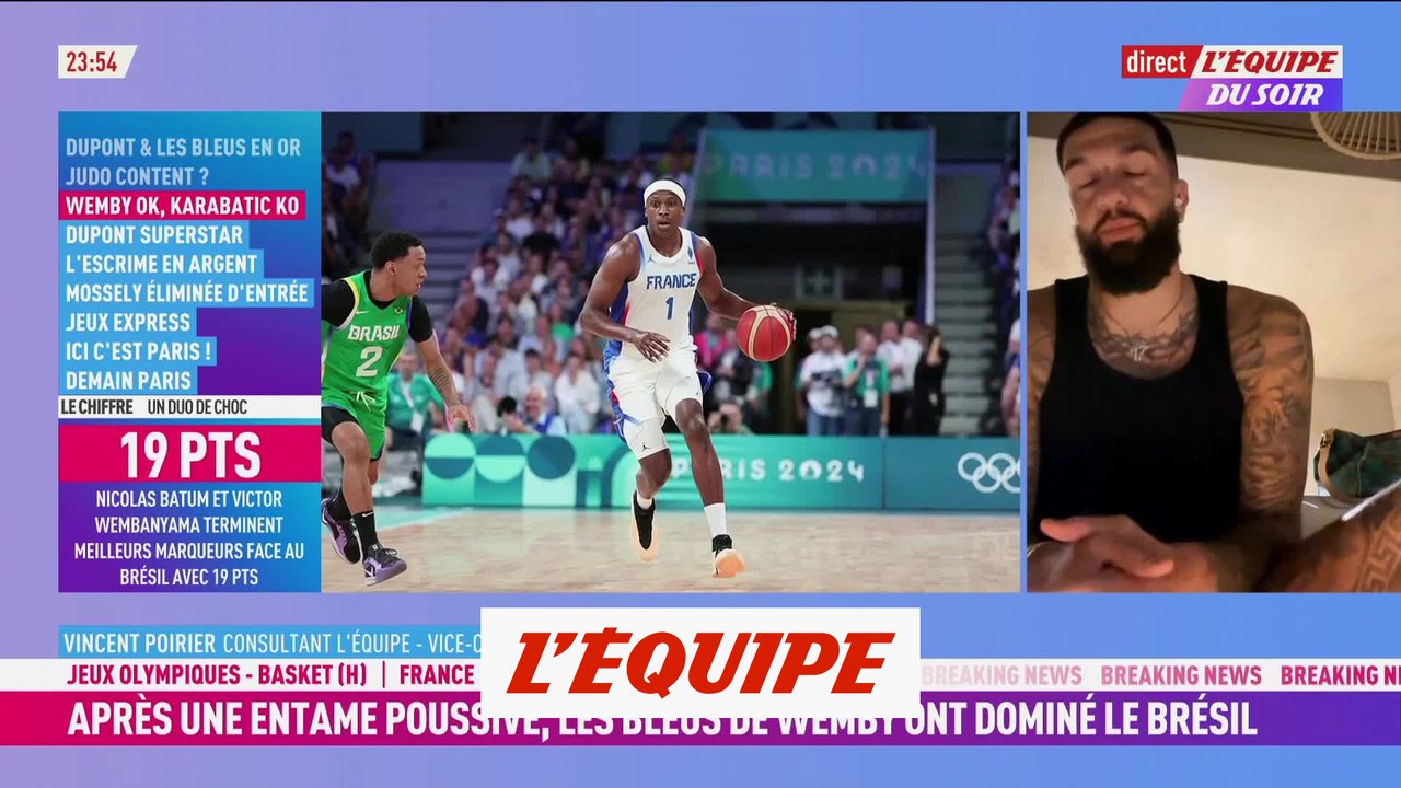 Vincent Poirier «content du résultat» après la victoire des Bleus face au Brésil - Basket - JO 2024
