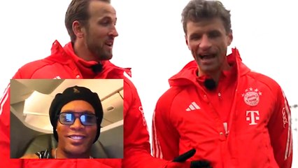 Ronaldinho pone tremendo reto a Harry Kane y Thomas Müller y así reaccionan los jugadores del Bayern Múnich