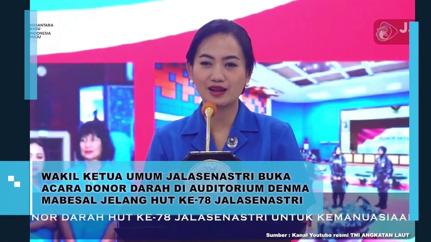 Wakil Ketua Umum Jalasenastri Buka Agenda Donor Darah di Audtorium Denma Mabelas Jelang HUT ke-78 Organisasi Istri TNI AL