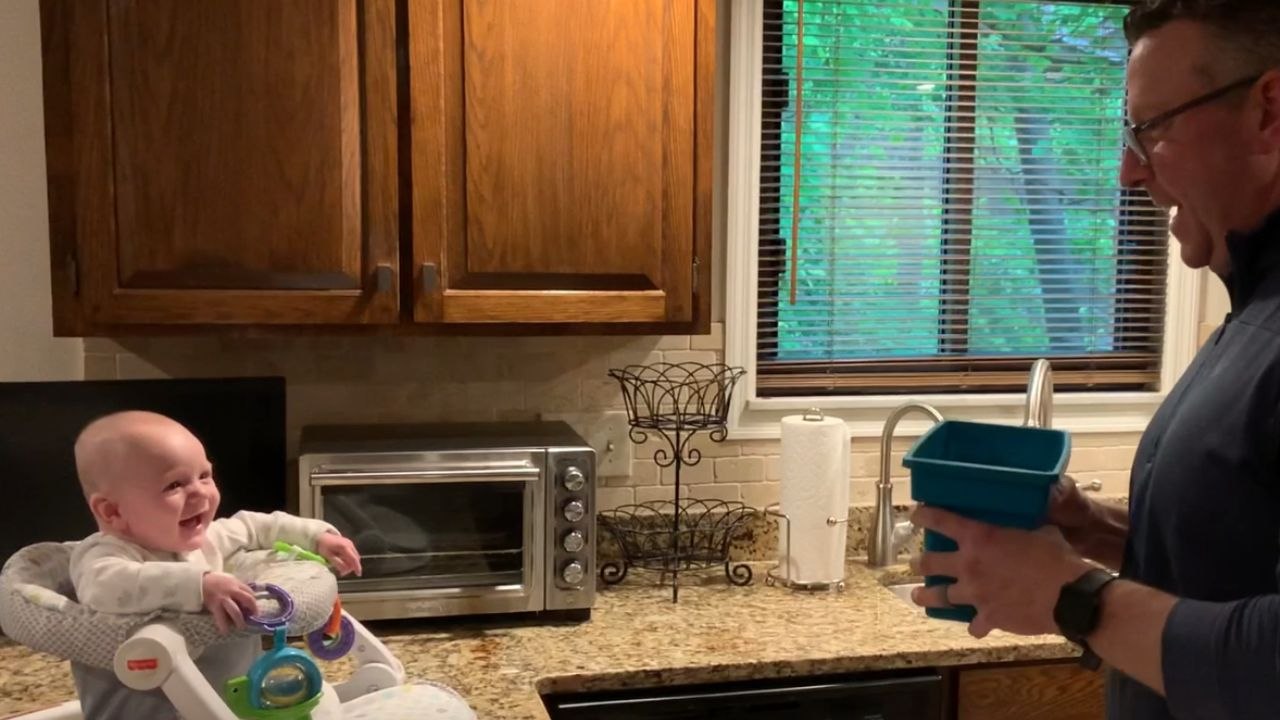 Baby boy lets out adorable screams to express his disdain for ice!