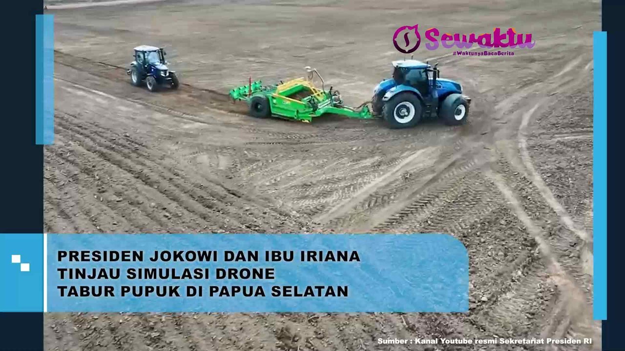 Presiden Jokowi Dan Ibu Iriana Meninjau Simulasi Penggunaan Drone Untuk Penaburan Pupuk Di Papua Selatan