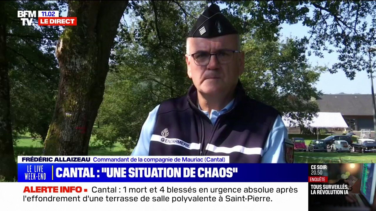 Terrasse effondrée dans le Cantal: "Il y a un choc violent et inouï qui va rester dans les esprits", explique Frédéric Allaizeau, commandant de la compagnie de Mauriac (Cantal)