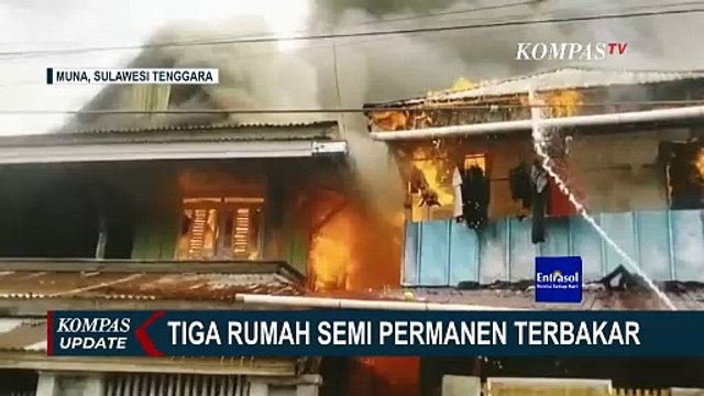 Kebakaran Rumah Kawasan Padat Penduduk di Muna, 3 Rumah Hangus Taksir Kerugian Jutaan Rupiah