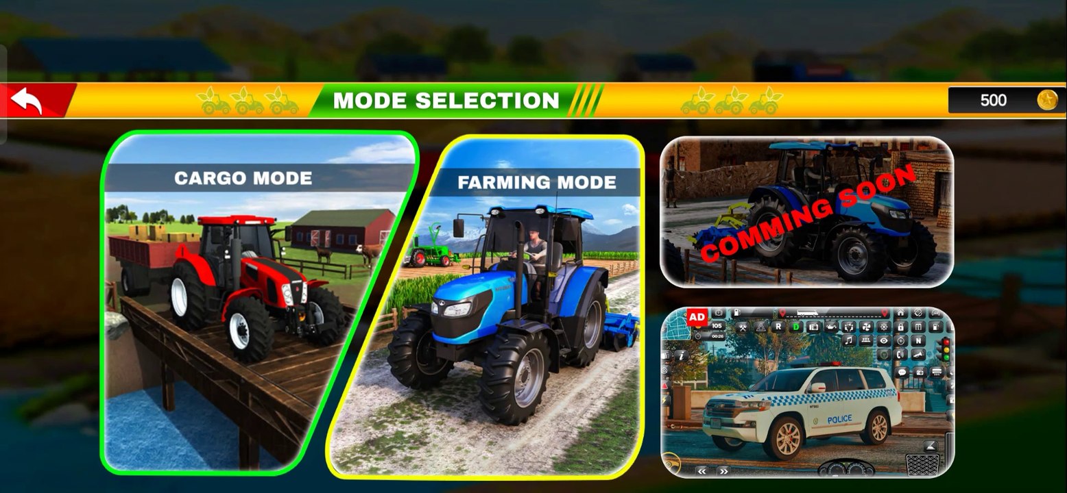 Simulator farming tractor
