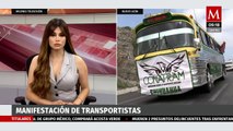 Transportistas se manifiestan pacíficamente en la carretera Saltillo-Monterrey