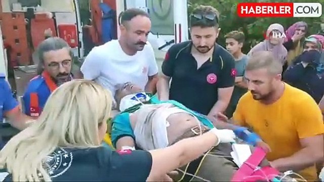 Fındık bahçesinde tırpan yaparken uçuruma yuvarlandı