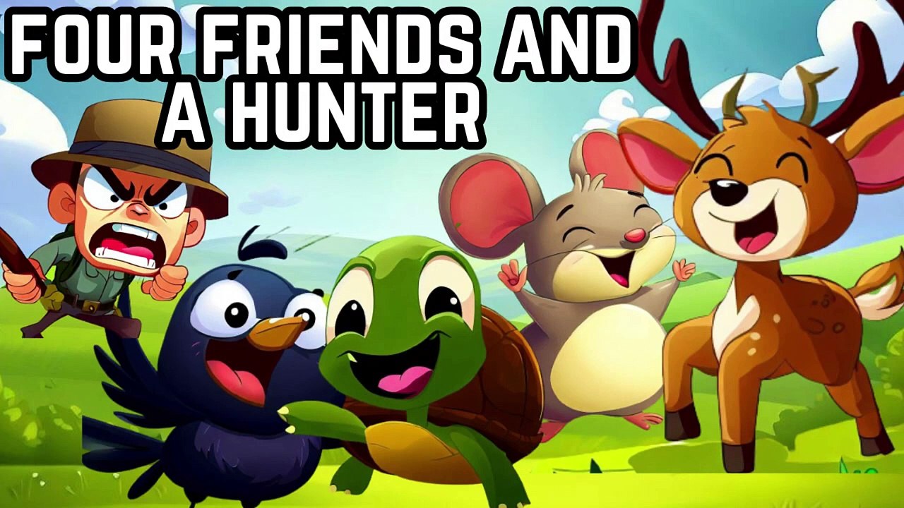 Four Friends And a Hunter _ Kids story _ English story #minitales
