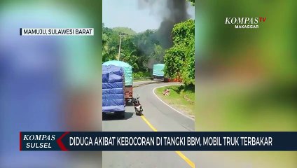 Diduga Akibat Kebocoran Ditangki BBM, Mobil Truk Terbakar