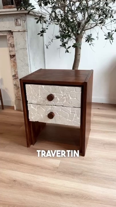 Je customise ce meuble acheté 4,50€ avec du travertin ♻️