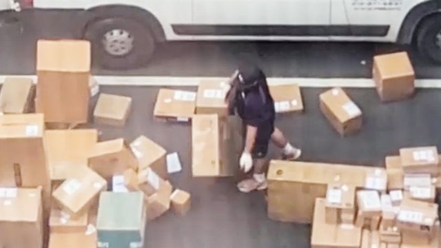 FedEx worker caught carelessly throwing packages off truck