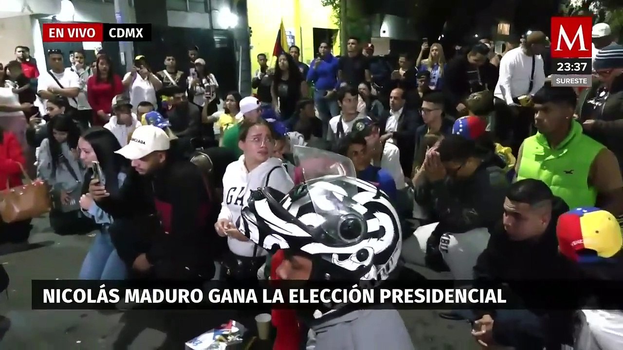 Reacciones en la Embajada de Venezuela en México tras los resultados electorales de Maduro