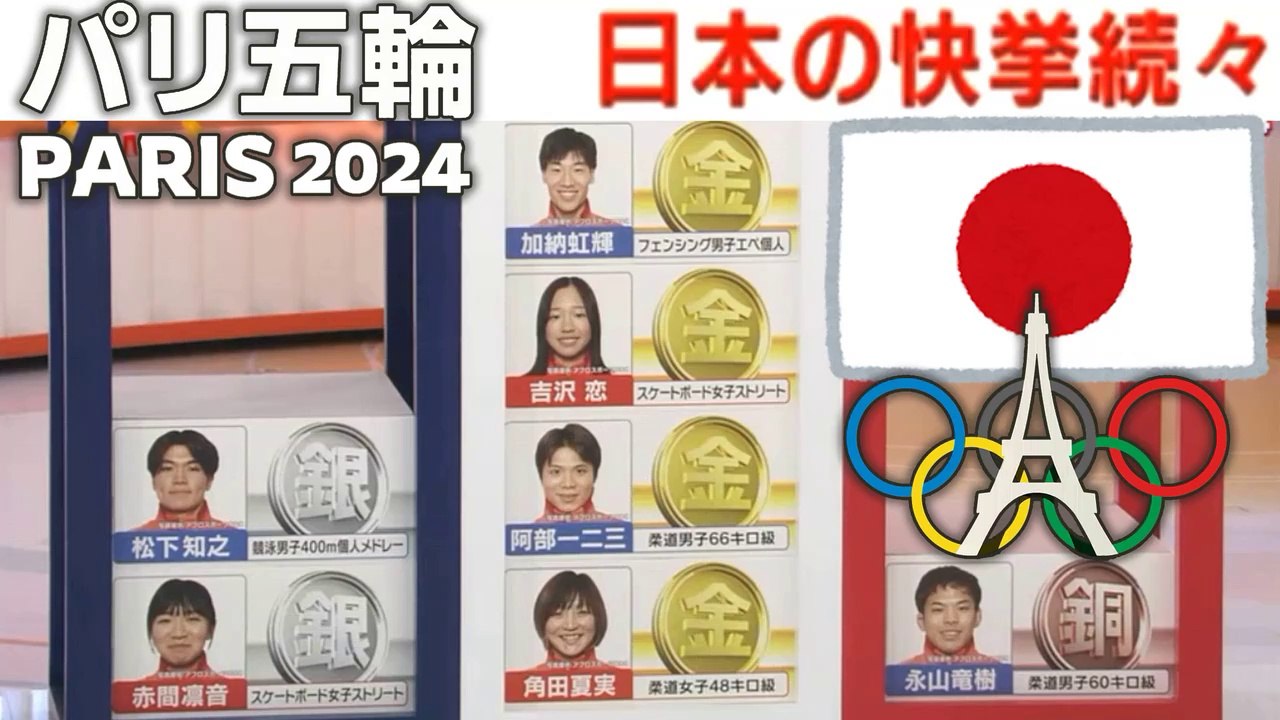パリ五輪日本の快挙続々 - Successo del Giappone alle Olimpiadi / Japan's successive at the Paris Olympics