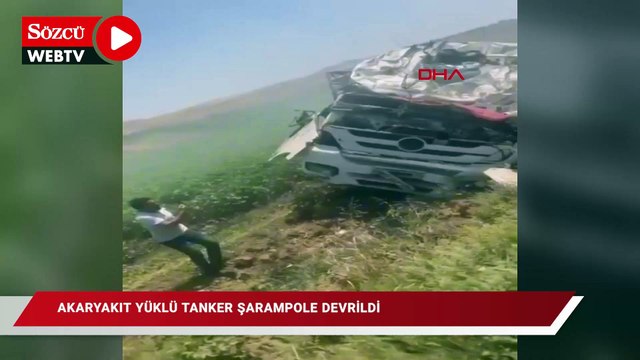 Şırnak’ta akaryakıt yüklü tanker şarampole devrildi