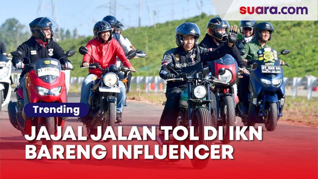 Jajal Jalan Tol di IKN, Jokowi Motoran Bareng Raffi Ahmad dan Sejumlah Influencer