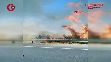 İstanbul - Silivri'de otluk alanda yangın; yol trafiğe kapatıldı