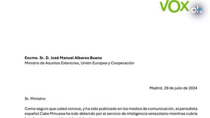 Abascal acusa al Gobierno de Sánchez de ser «cómplice» del secuestro de Cake Minuesa por Maduro