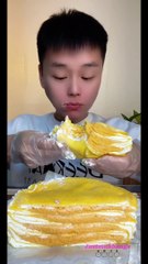 #54 Desserts mukbang/ASMR || Custard crepe cake