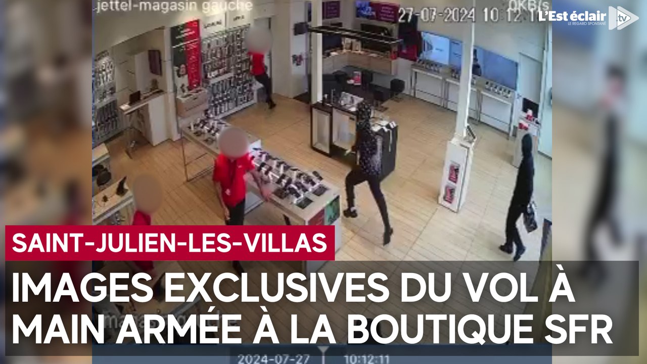 Images exclusives du vol à main armée à la boutique SFR à Saint-Julien-les-Villas ce samedi 27 juillet 2024