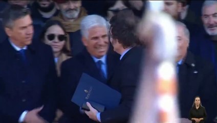 El frío saludo de Javier Milei a Victoria Villarruel en La Rural