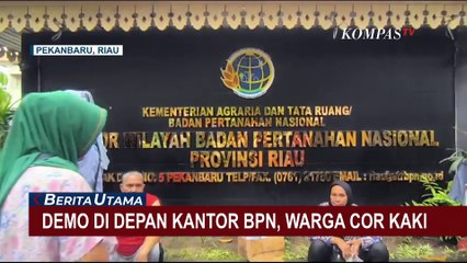 Aksi Demo Cor Kaki di Depan Kantor BPN Riau, Warga Tuntut Tak Perpanjang HGU Perusahaan Kelapa Sawit