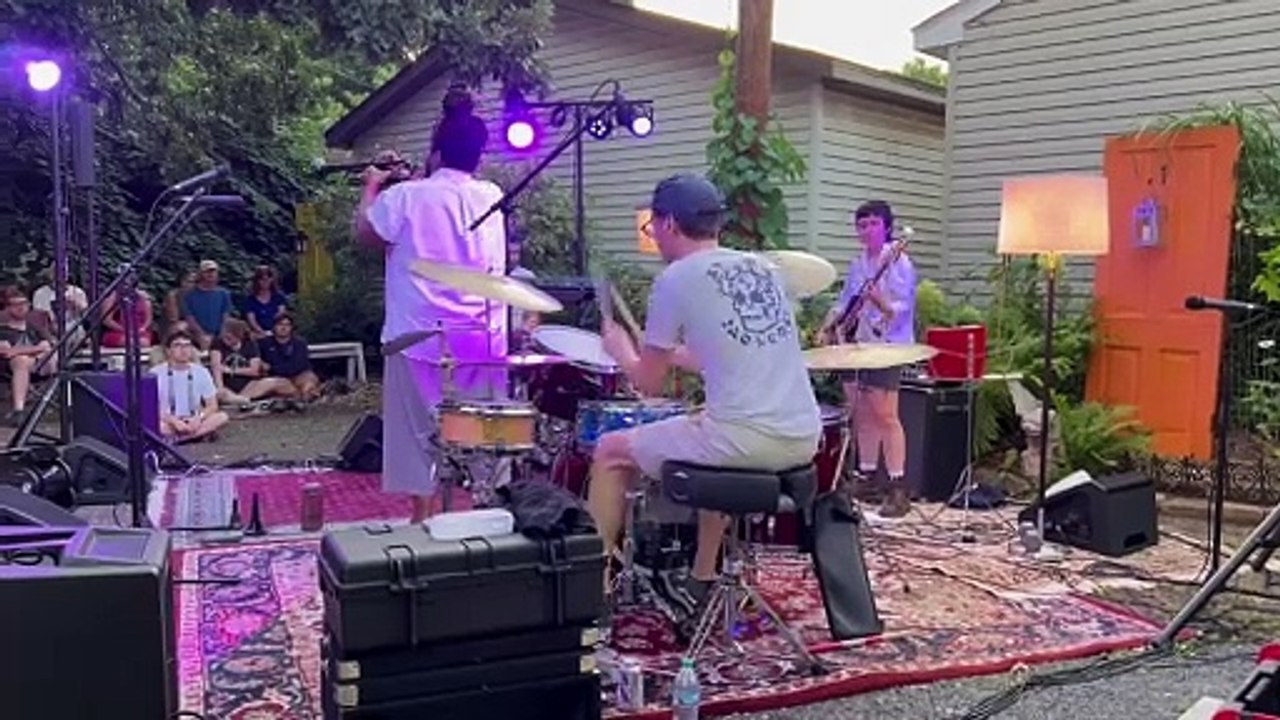 The band HEYARLO performs at the Grand Oak Opry in Sean Kershaw's backyard