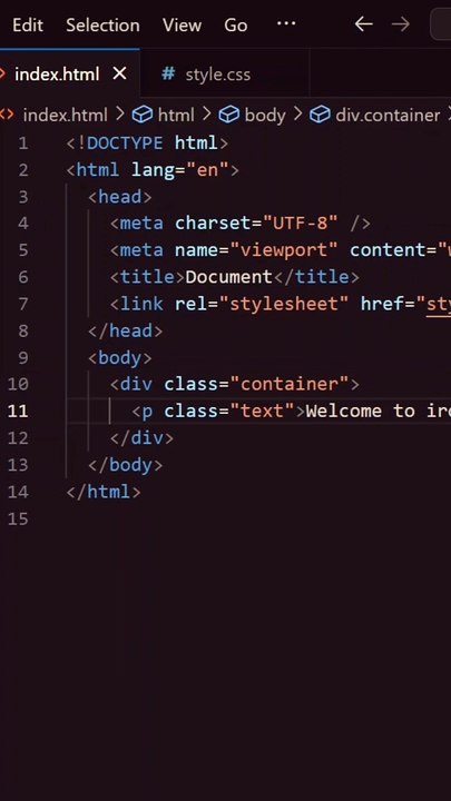 Animated text in html css