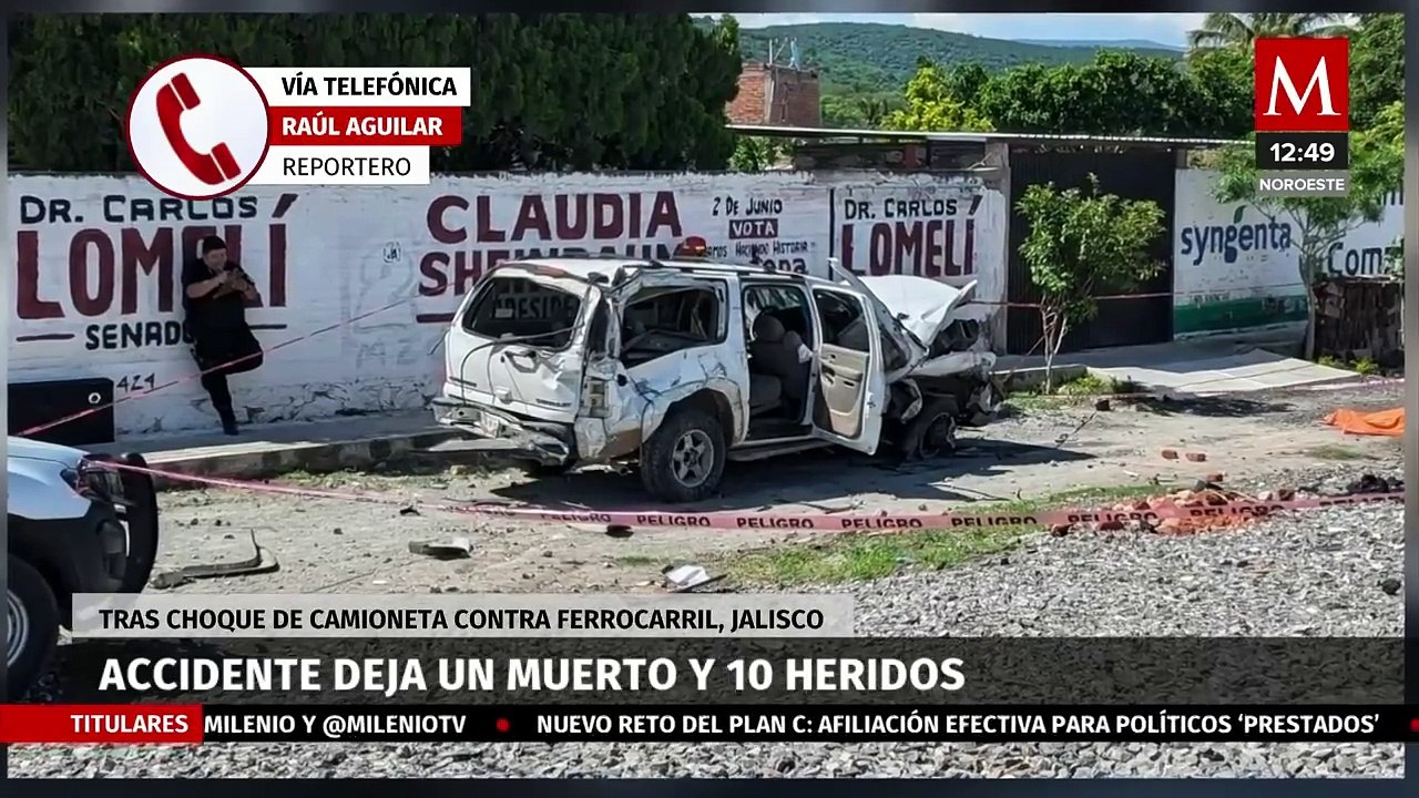Choque entre camioneta y tren deja un muerto y diez heridos en Jalisco