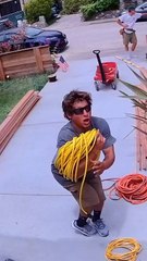 Guy Accidentally Hits Crotch With Electric Plug While Wrapping Cord