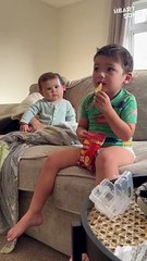 Sibling Rivalry Over Snacks | Adorable Baby's Epic Attempt