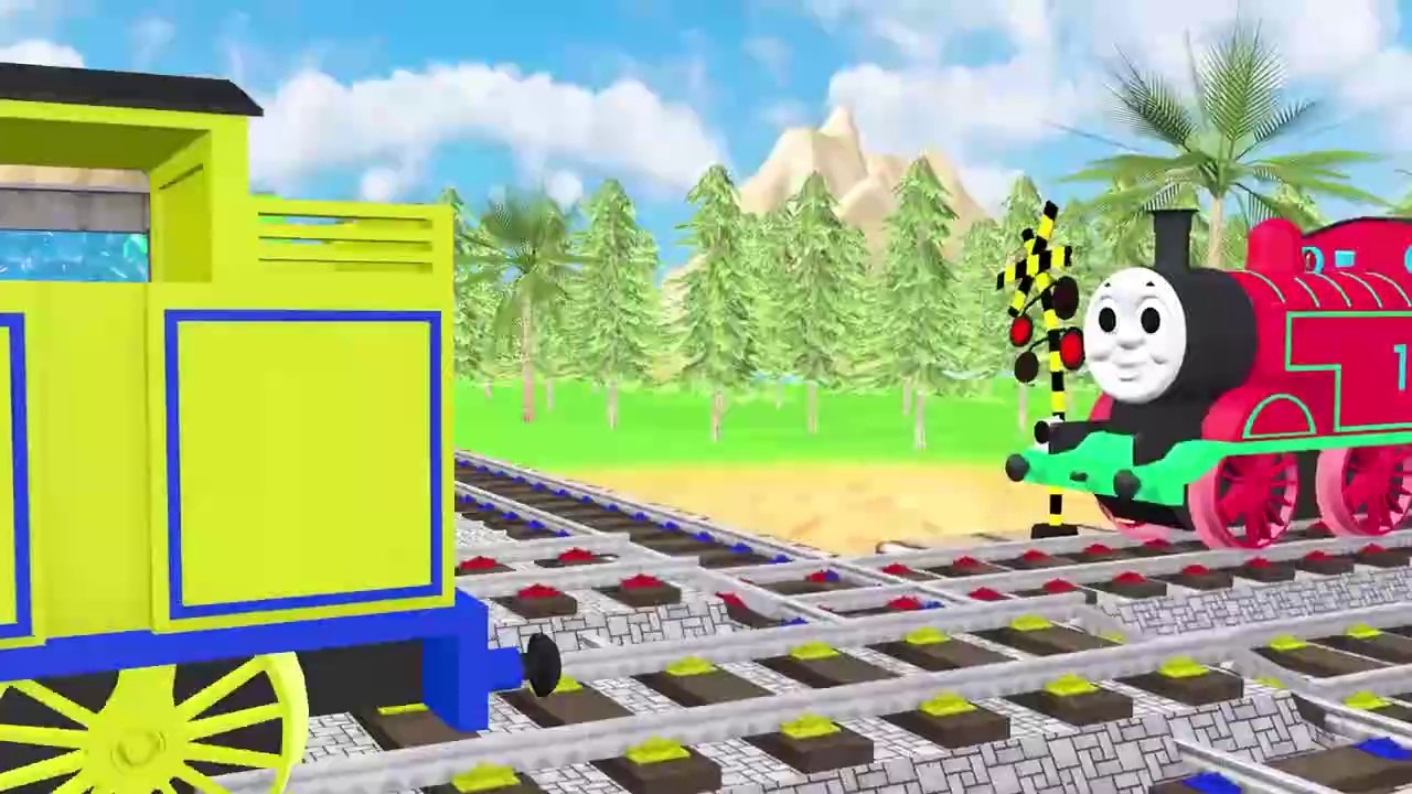 Railroad Crossing Animation Dangerous Train vs Thomas Train- Fumikiri 3D Railroad Crossing