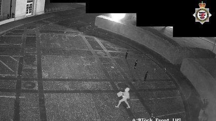 CCTV released by police of vandalism at County Hall, Taunton.