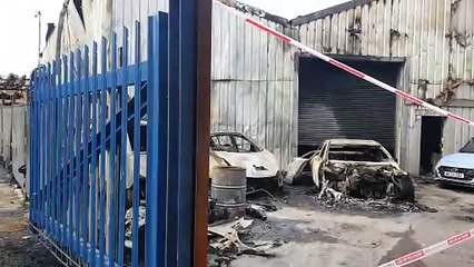 Aftermath of fire at Bright Crown Detailing in Wolverhampton