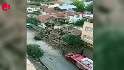 2 katlı metruk bina çöktü